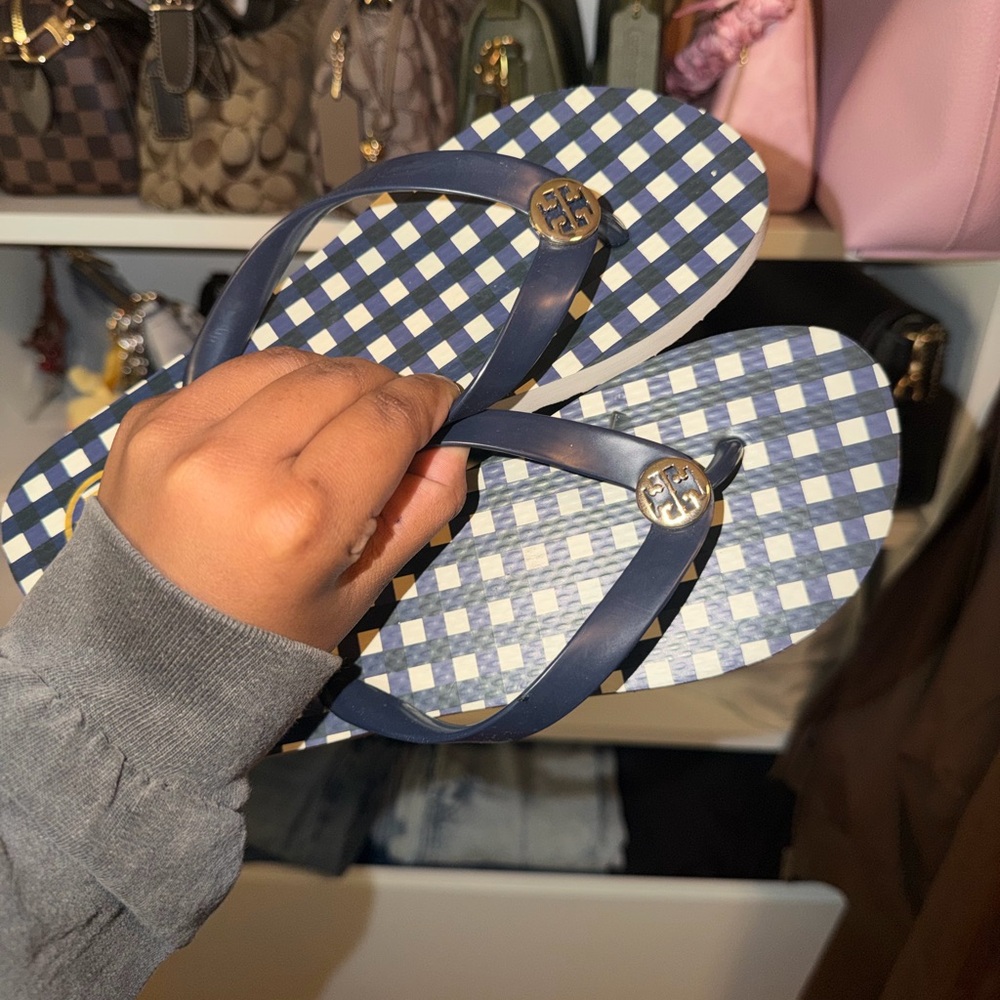 Tory Burch Royal Tan & Gold Flip Flops